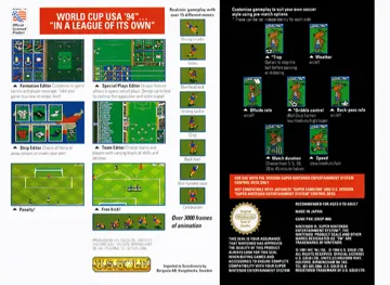 World Cup USA 94 (Europe) (En,Fr,De,Es,It,Nl,Pt,Sv) box cover back